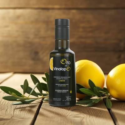 Ekologiczna oliwa z oliwek z cytryną Extra Virgin ORO DEL VINALOPÓ w ciemnej butelce 0,25L