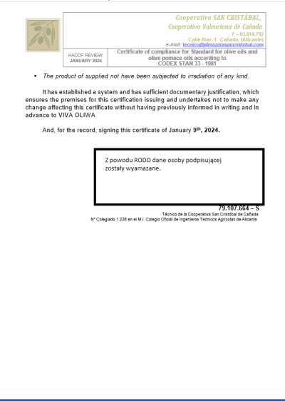 Oliwa z oliwek Extra Virgin ORO DEL VINALOPÓ w ciemnej butelce 0,5l