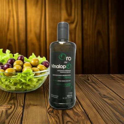 Ekologiczna zielona oliwa z oliwek Extra Virgin ORO DEL VINALOPÓ verde w ciemnej butelce 0,5L