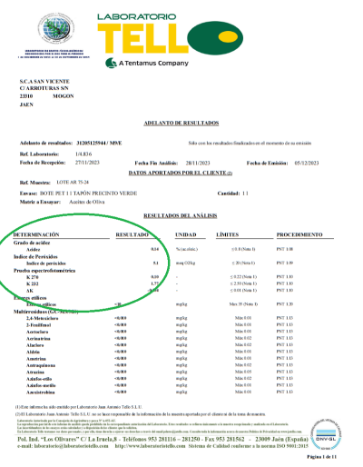 Oliwa z oliwek Extra Virgin  Arbequina Puerta de las Villas 0,5L