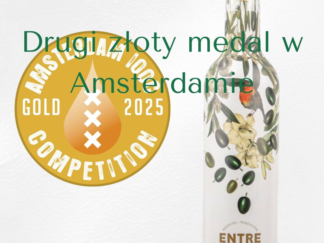 Drugi złoty medal w Amsterdamie dla ekologicznej oliwy z oliwek extra virgin